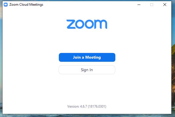 Opening Screen to Sign in