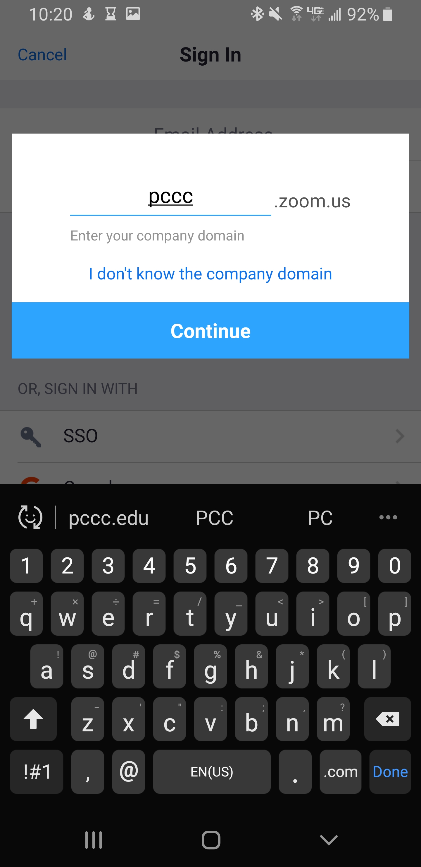pccc domain entered
