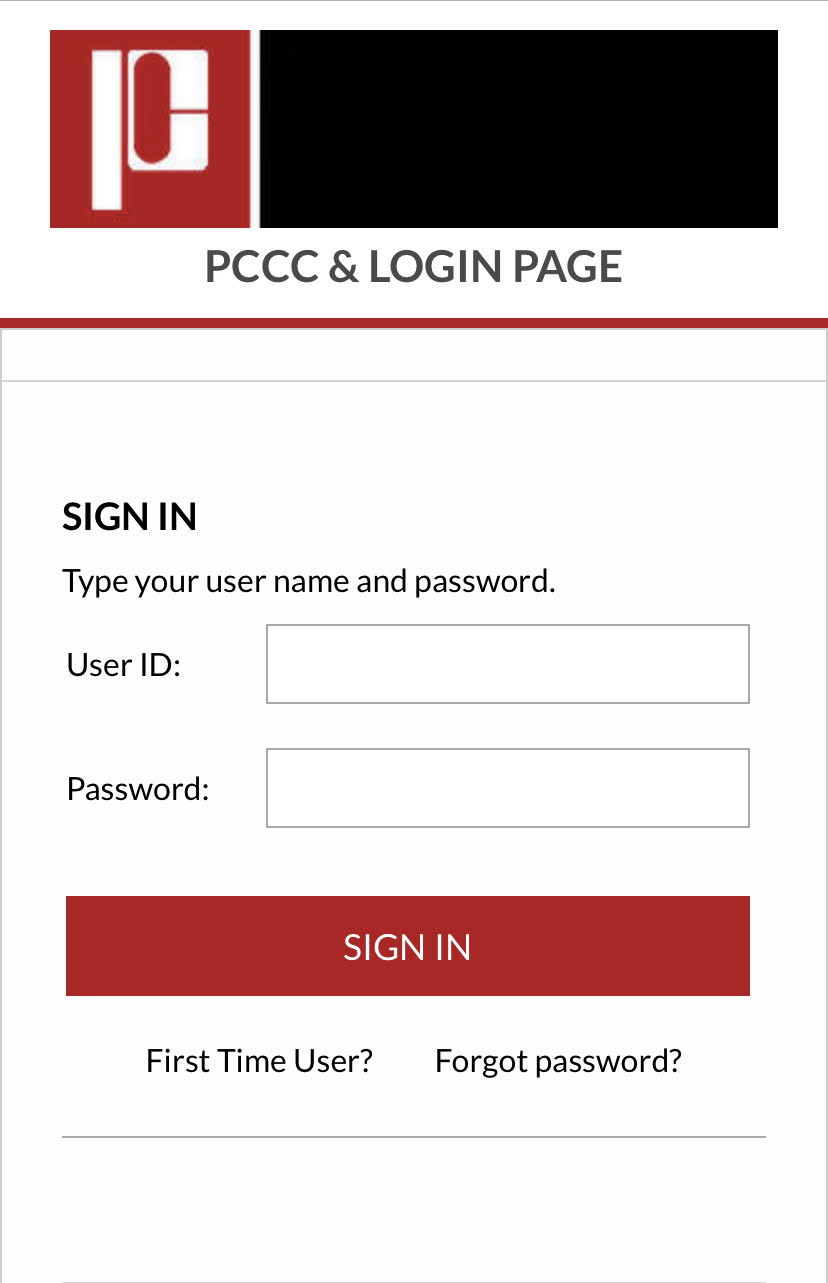 redirected to the PCCC login page