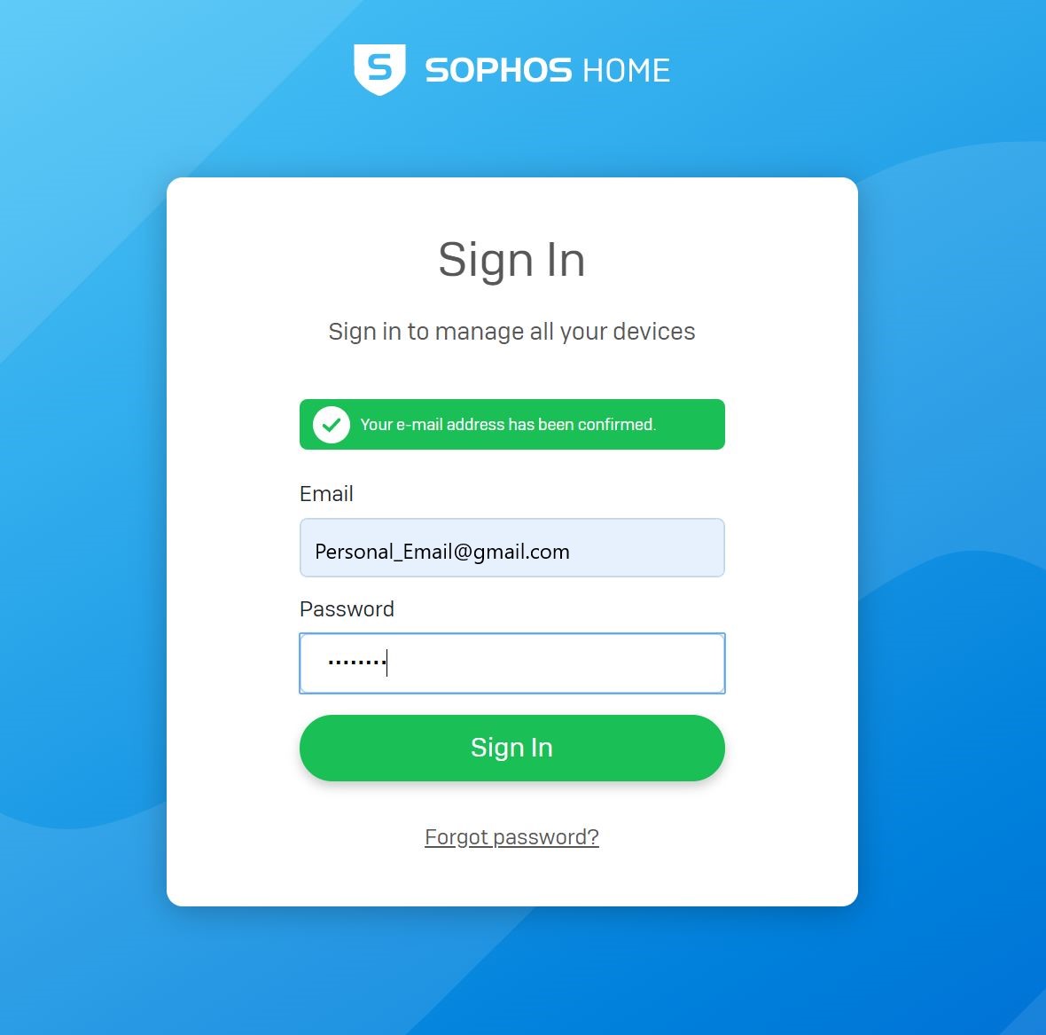 Login to Sophos using your credentials