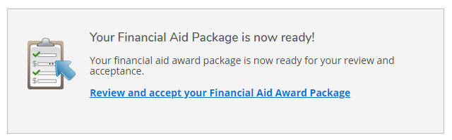 Financial Aid Package Screenshot